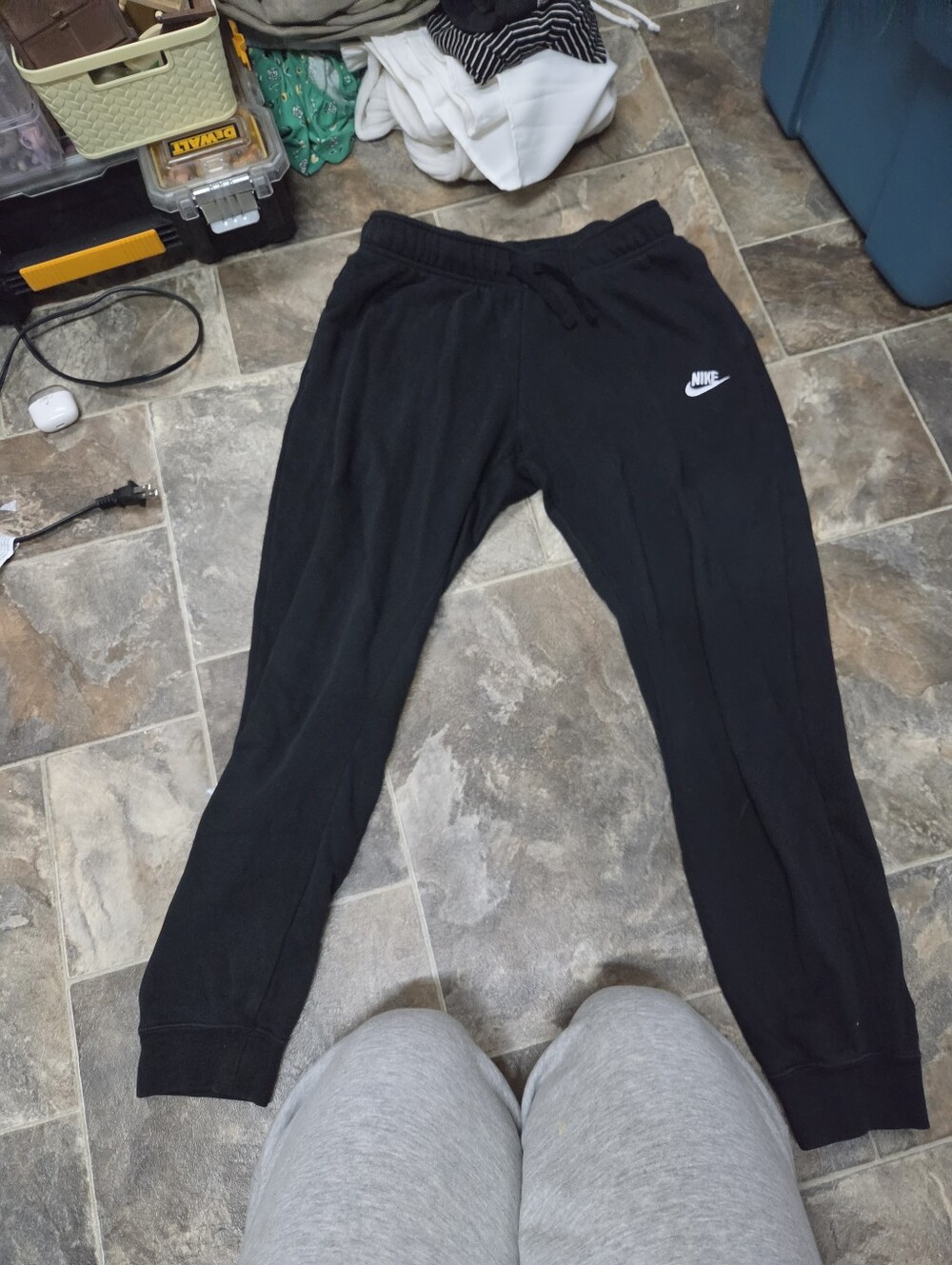 Nike Black Mens Sweat Joggers with White Swoosh